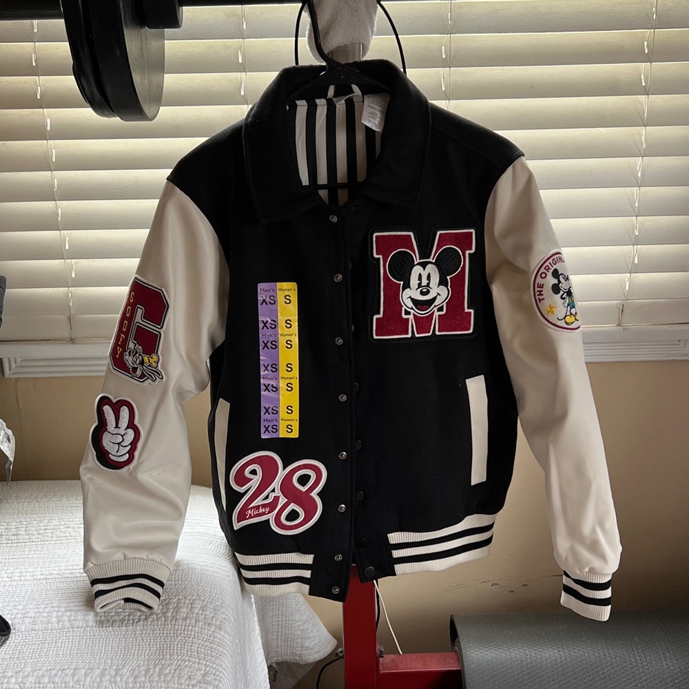 Disney Black and White Mickey  Mouse Letterman Jacket xs